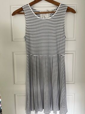 Old Navy - Navy & White Striped Sleeveless Skater Dress